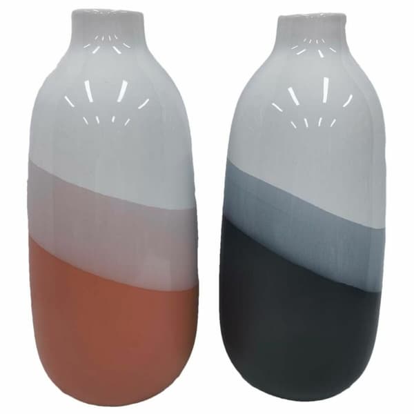 Vase DKD Home Decor 13 x 13 x 29 cm Tricolour Dolomite (2 enheder)