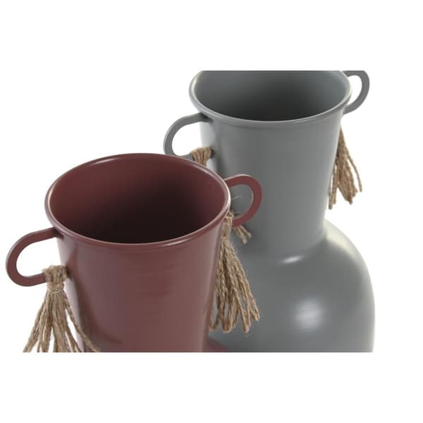 Vase DKD Home Decor 14 x 13 x 24 cm Grå Metal Terrakotta (2 enheder)