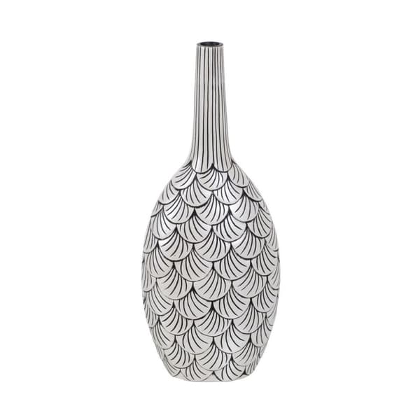 Vase Hvid Sort Polyesterharpisk 21,5 x 12 x 50 cm