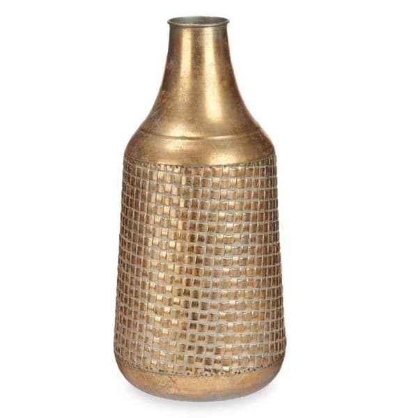 Vase Gylden Metal 21 x 44 x 21 cm (4 enheder) Med relief