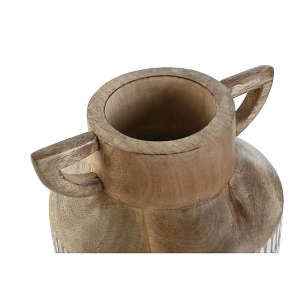 Vase Home ESPRIT Hvid Brun Mangotræ Kolonistil 18 x 18 x 19 cm