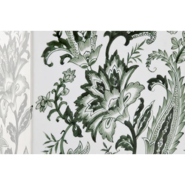 Vase Home ESPRIT Hvid Grøn Porcelæn Blad af en plante 21 x 10 x 48 cm
