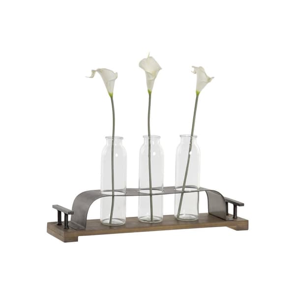 Vase DKD Home Decor Brun Sort Metal Krystal 45 x 11 x 22 cm (3 Dele)
