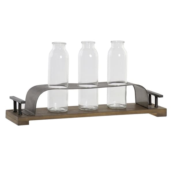 Vase DKD Home Decor Brun Sort Metal Krystal 45 x 11 x 22 cm (3 Dele)