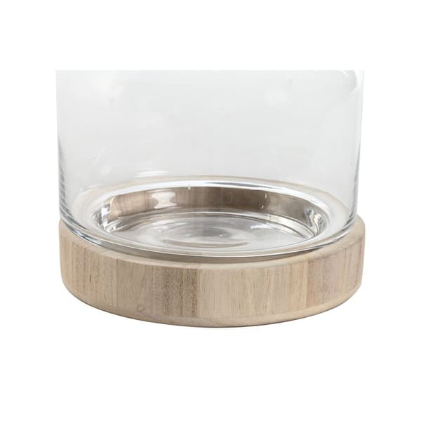 Vase Home ESPRIT Gennemsigtig Natur Træ Krystal 18 x 18 x 24 cm