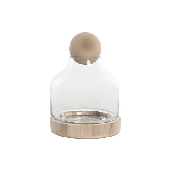 Vase Home ESPRIT Gennemsigtig Natur Træ Krystal 18 x 18 x 24 cm