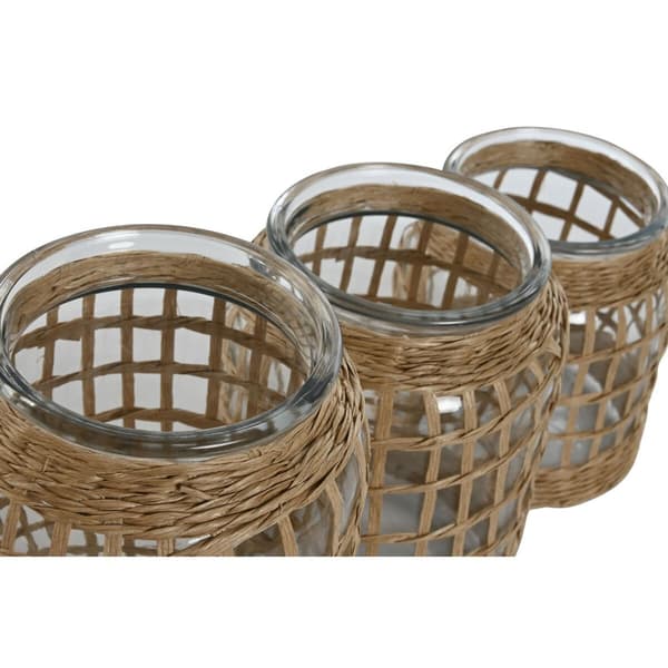 Maljakko Home ESPRIT Luonnollinen Kristalli 16,5 x 16,5 x 27 cm (3 Kappaletta)