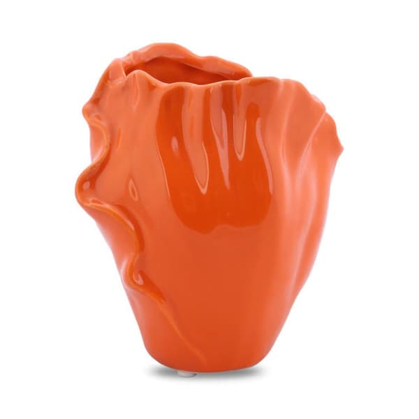 Keramisk vas med orange kronblad med halkskydd