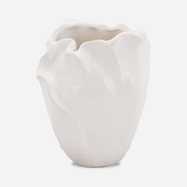 White Beauty keramikvas i form av ett blomblad