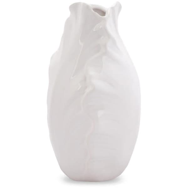 Hvid dekorativ vase i form af en blomsterknop