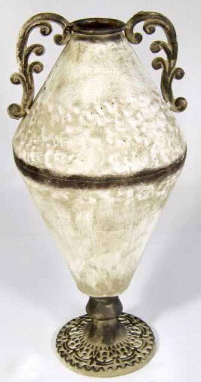 Cremebrun metalvase, 40x19 cm