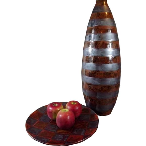 Keramikvase med brune striber, fra stensamlingen, 60x20 cm