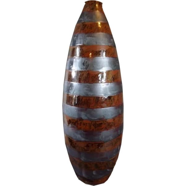 Keramikvase med brune striber, fra stensamlingen, 60x20 cm