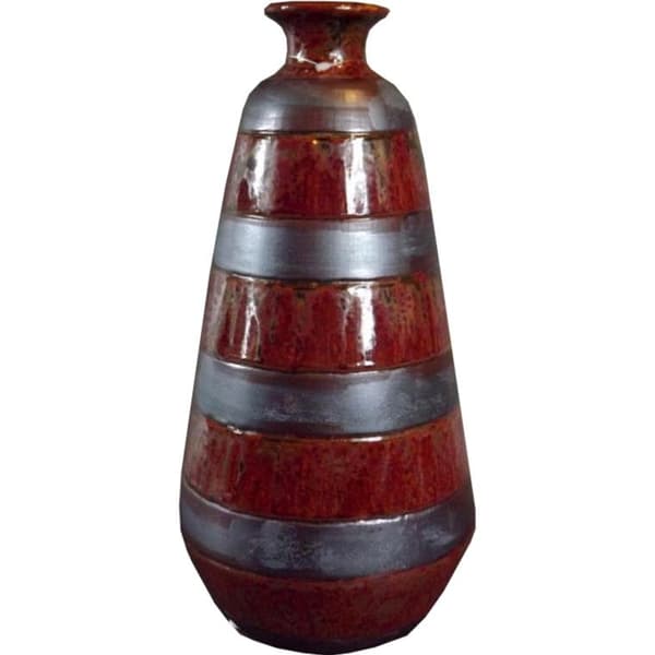 Elegant brun sten- och randvas, storlek 36x16 cm