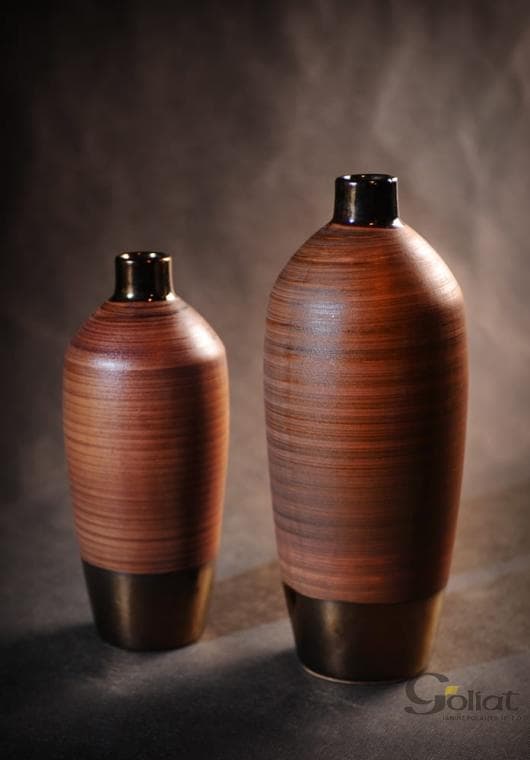 Brun høj oval vase 15x15x35 cm