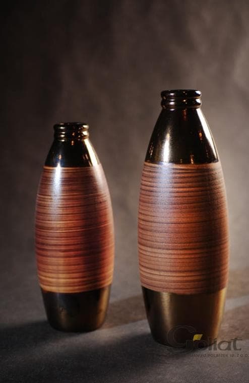 Lille oval brun vase - 11x11x28 cm - En del af en todelt samling
