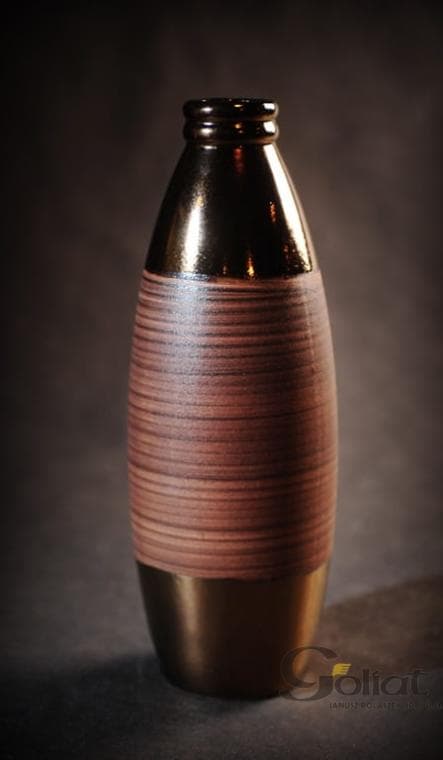 Lille oval brun vase - 11x11x28 cm - En del af en todelt samling