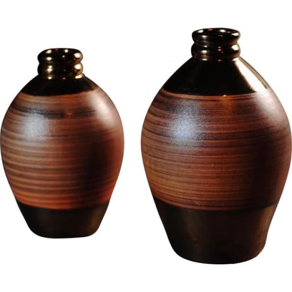 Lille brun vase, svulmende, 15x15x21 cm
