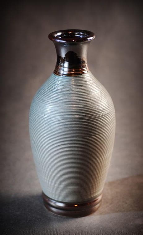 Mellem ask vase med grafit finish, 12,5x12,5x27 cm