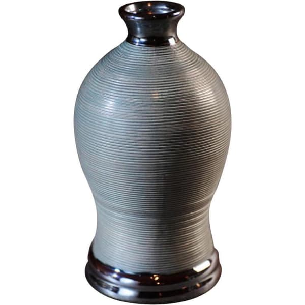 Grå vase med grafitfinish, mindre, 13x13x24,5 cm