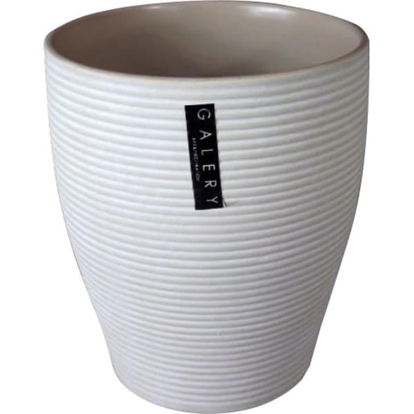 Keramisk vase (cover) med cappuccino-farvede striber 12,8x12,8x15 cm