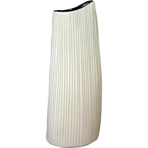 Beige keramikvas med brun kant 12,8x5 x30,2 cm