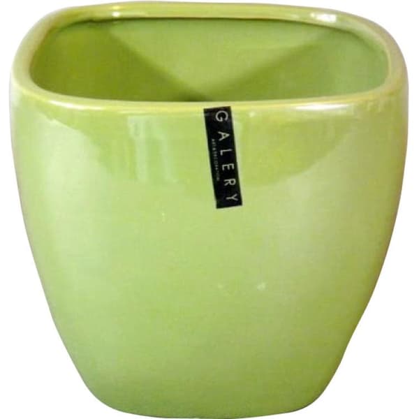Keramik vase/betræk, oliven farve, 16,5x16,5x15 cm