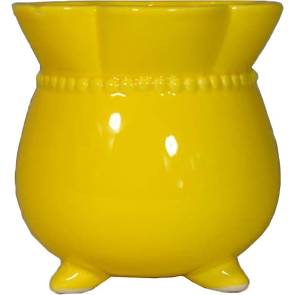 Keramisk betræk, gul vase, 11x11 cm