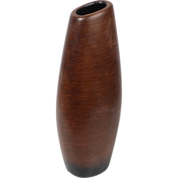 Hög keramikvas, brun, 10x7x26 cm