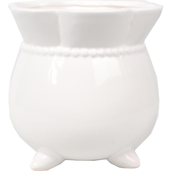 Keramisk betræk, hvid vase, 11x11 cm