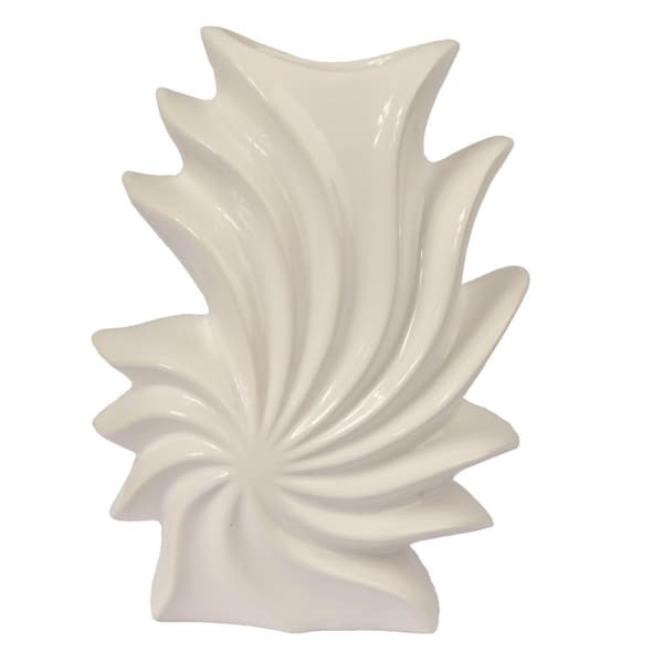 Keramisk hvid skalformet vase 24x19x10 cm