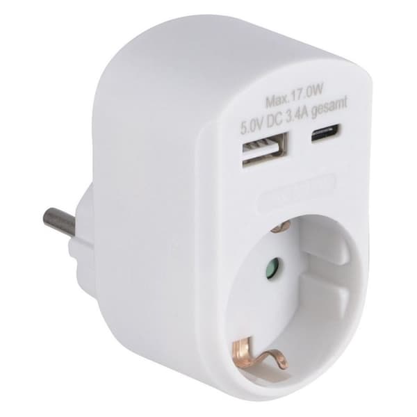 Scanpart Genomföringsplugg med RA och 1x USB-A + 1x USB-C Vit
