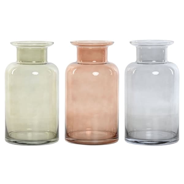 Vas Home ESPRIT Blå Grön Ambra Glas 14,5 x 14,5 x 26,5 cm (3 antal)