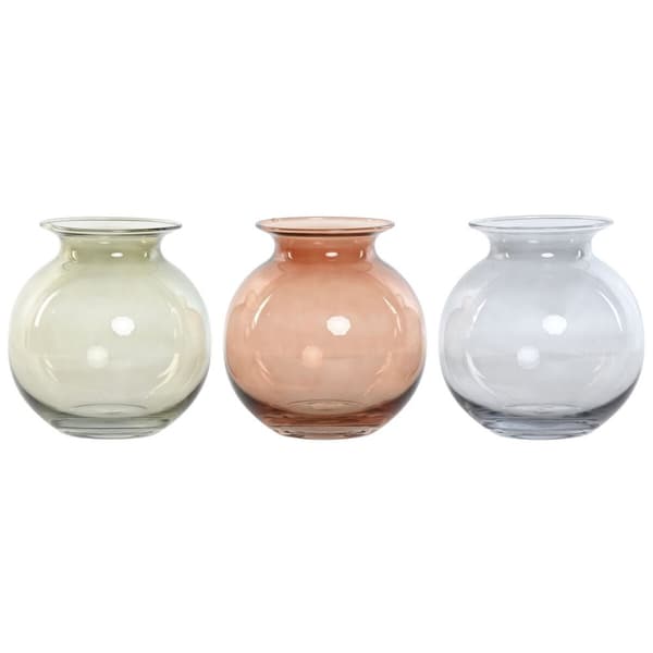 Maljakko Home ESPRIT Sininen Vihreä Meripihka Kristalli Moderni 17,5 X 17,5 X 18,2 cm (3 osaa)