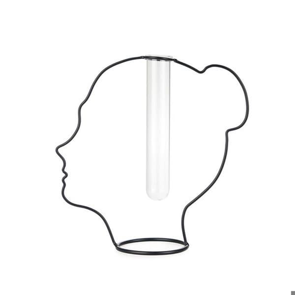 Dekorativ vas - Balvi - Lady Silhouette - Svart - Metall/glas - 20x20x7,5 cm