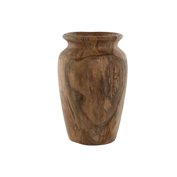 Vase Home ESPRIT Natur Mørkebrun Teak 25 x 25 x 40 cm