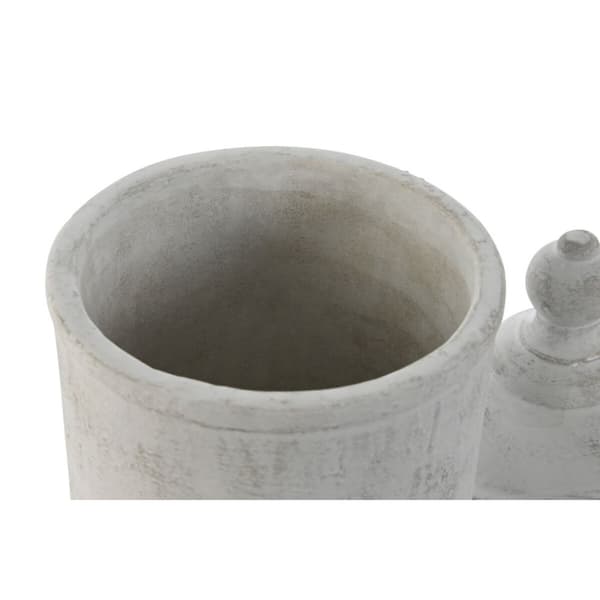 Vase Home ESPRIT Grå Cement Orientalsk 15 x 15 x 25 cm