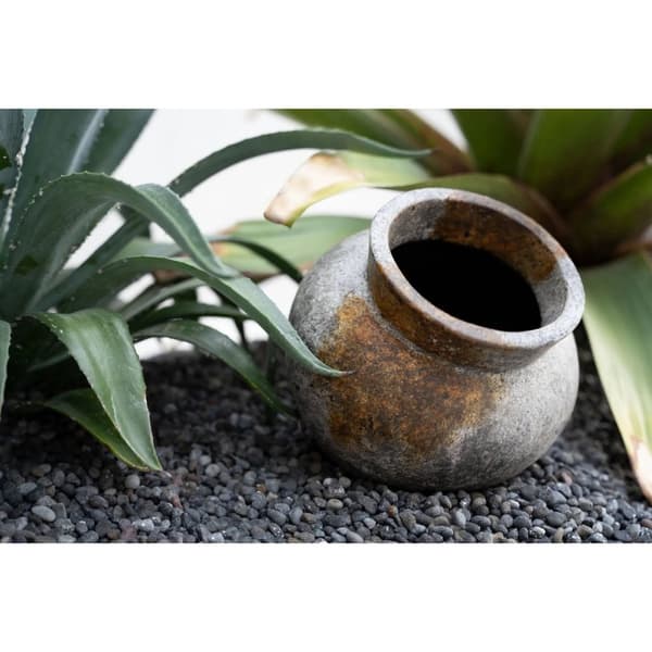 Rootz Funky Vase S - Terracotta Masterpiece - Antik grå vase - Silver Shine - Perfekt til tørrede blomster - 25cm x 25cm x 19cm