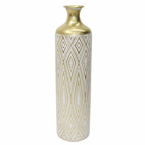 Vase DKD Home Decor Metal Hvid Kolonistil (15 x 15 x 58 cm)