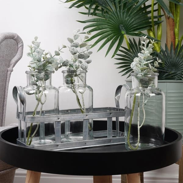 Glasblomstervase med stativ, 3 stk.