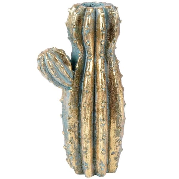 Gylden kaktus blomstervase, 41,5 cm