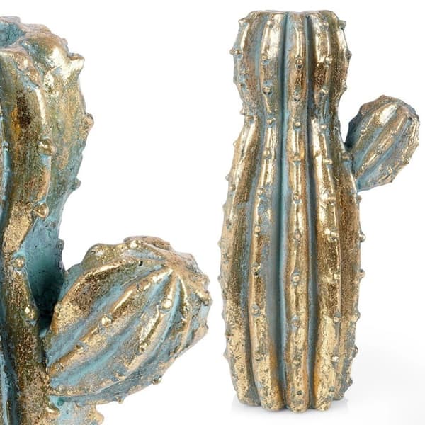Gylden kaktus blomstervase, 41,5 cm