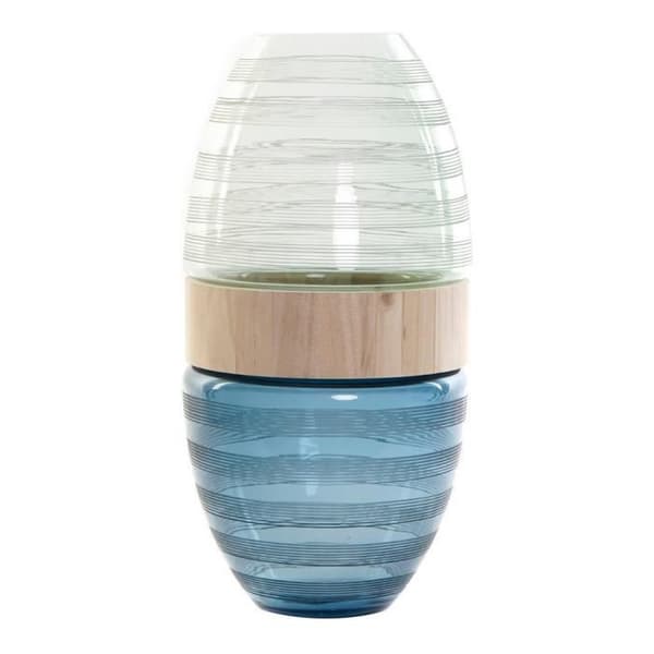 DKD Heminredning Blå Mint Trä Glas Modern Vas (21 x 21 x 43 cm)