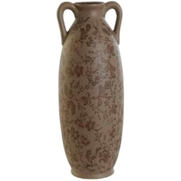 Dekorativ vas - HOME ESPRIT - Brungrön - Stengods - 13 x 13 x 35 cm - Modern stil