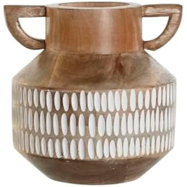 Dekorativ vas - HOME ESPRIT - Flerfärgad - Mangoträ - 18 x 18 x 19 cm - Etnisk stil