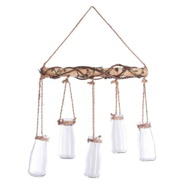 Set med 5 hängande soliflores - Atmosphera - Trä och jute - Modernt - Inomhus - 1.350 kg