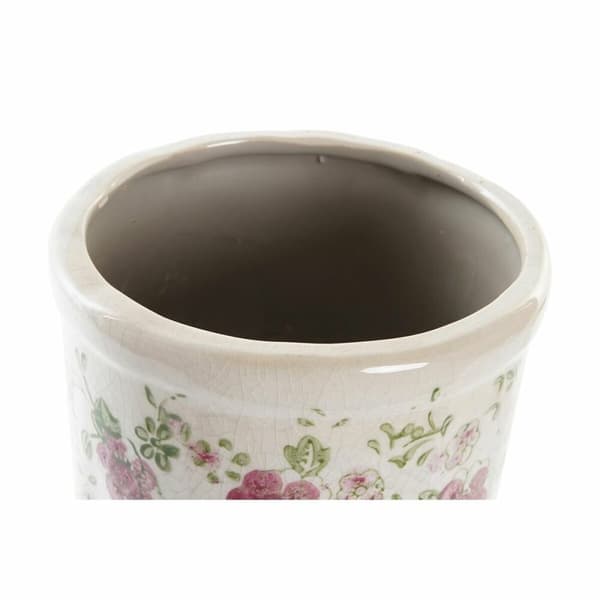Vas DKD Home Decor Vit Grön Rödbrun Stengods Shabby Chic (14 x 14 x 25 cm)