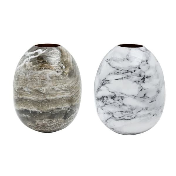 Maljakko DKD Home Decor Metalli Ruskea Valkoinen Marmori Moderni (13 x 13 x 16 cm) (2 osaa)