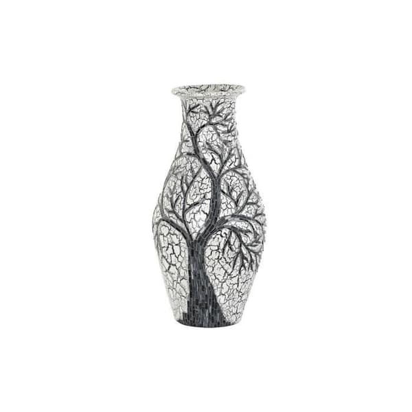 trädvas svart glas vit terrakotta (29 x 29 x 60 cm)