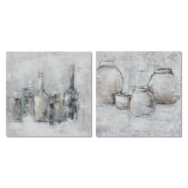 DKD Home Decor Pine Canvas Vas Ram (2 st) (100 x 2,8 x 100 cm)